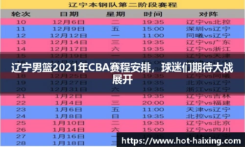 辽宁男篮2021年CBA赛程安排，球迷们期待大战展开